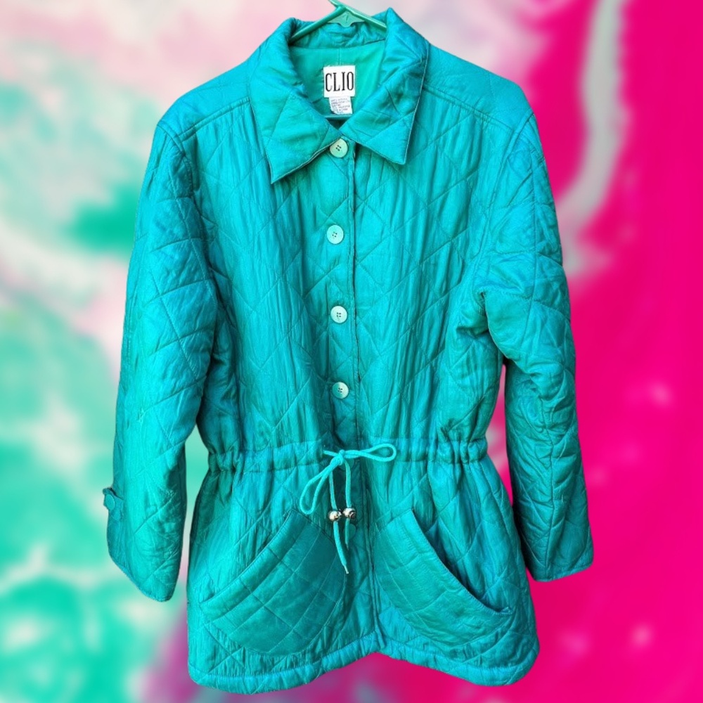 CLIO Silk Quilted Windbreaker Jacket Vintage πHost Pickπ - Picture 9 of 12